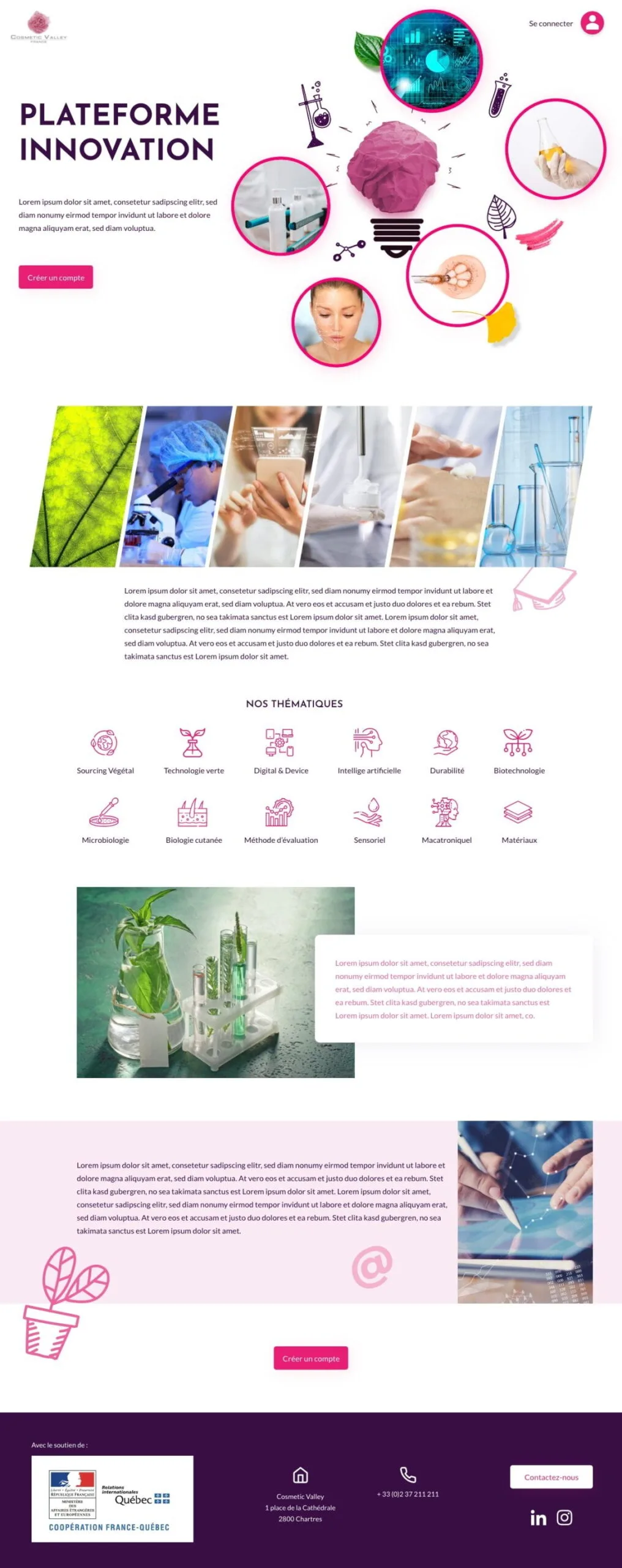 Maquette de la landing page