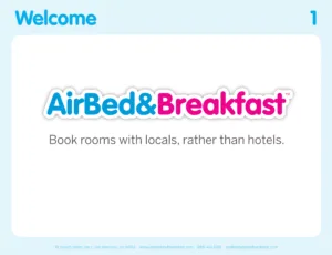Slide de couverture du pitch deck de Airbnb